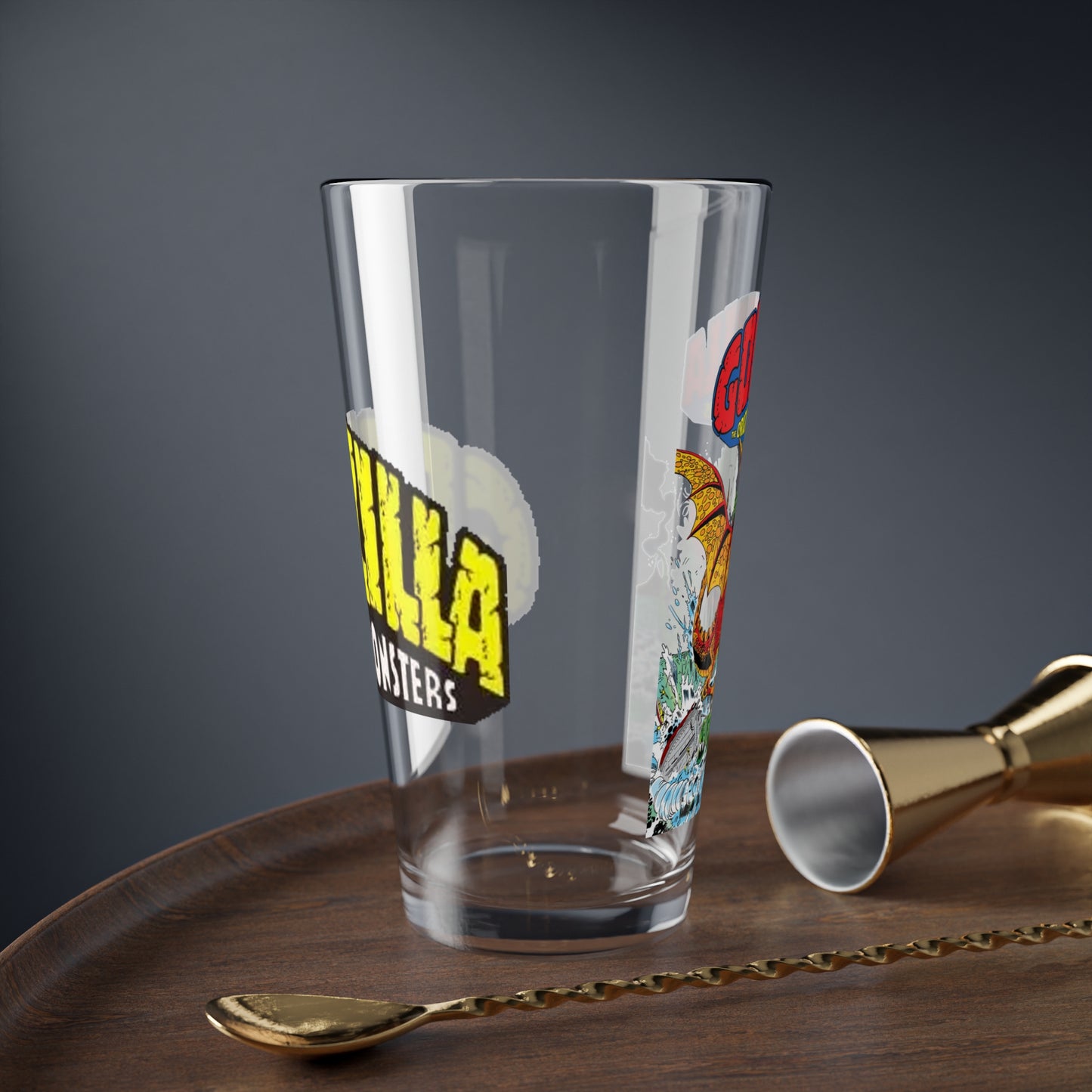 Godzilla Pint Glass, 16oz - Marvel Comics 1970s Comic Book Art - King of the Monsters - Bronze Age Classic