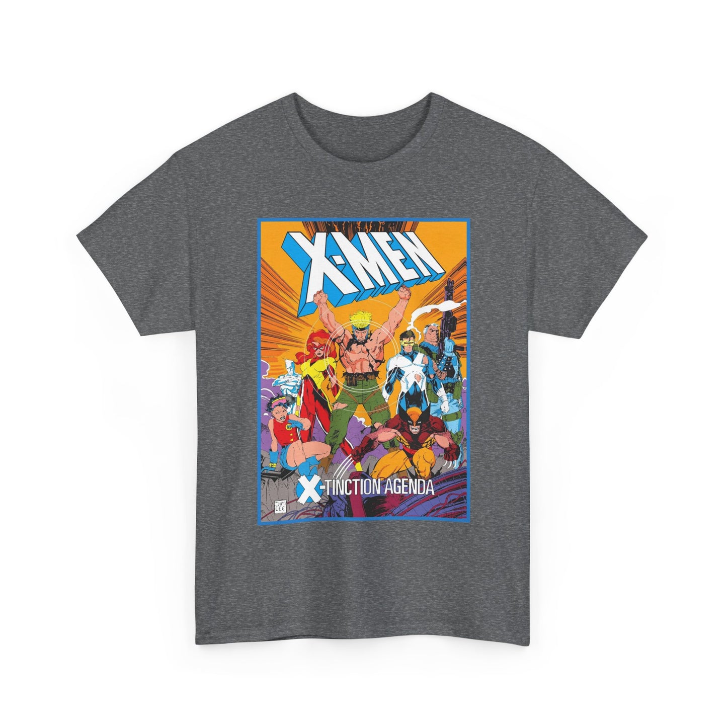Uncanny X-Men T-Shirt - Jim Lee Art - Wolverine, Cyclops, Jean Grey, Cable, Iceman, Havok, Jubilee - X-Tinction Agenda - Marvel Comics