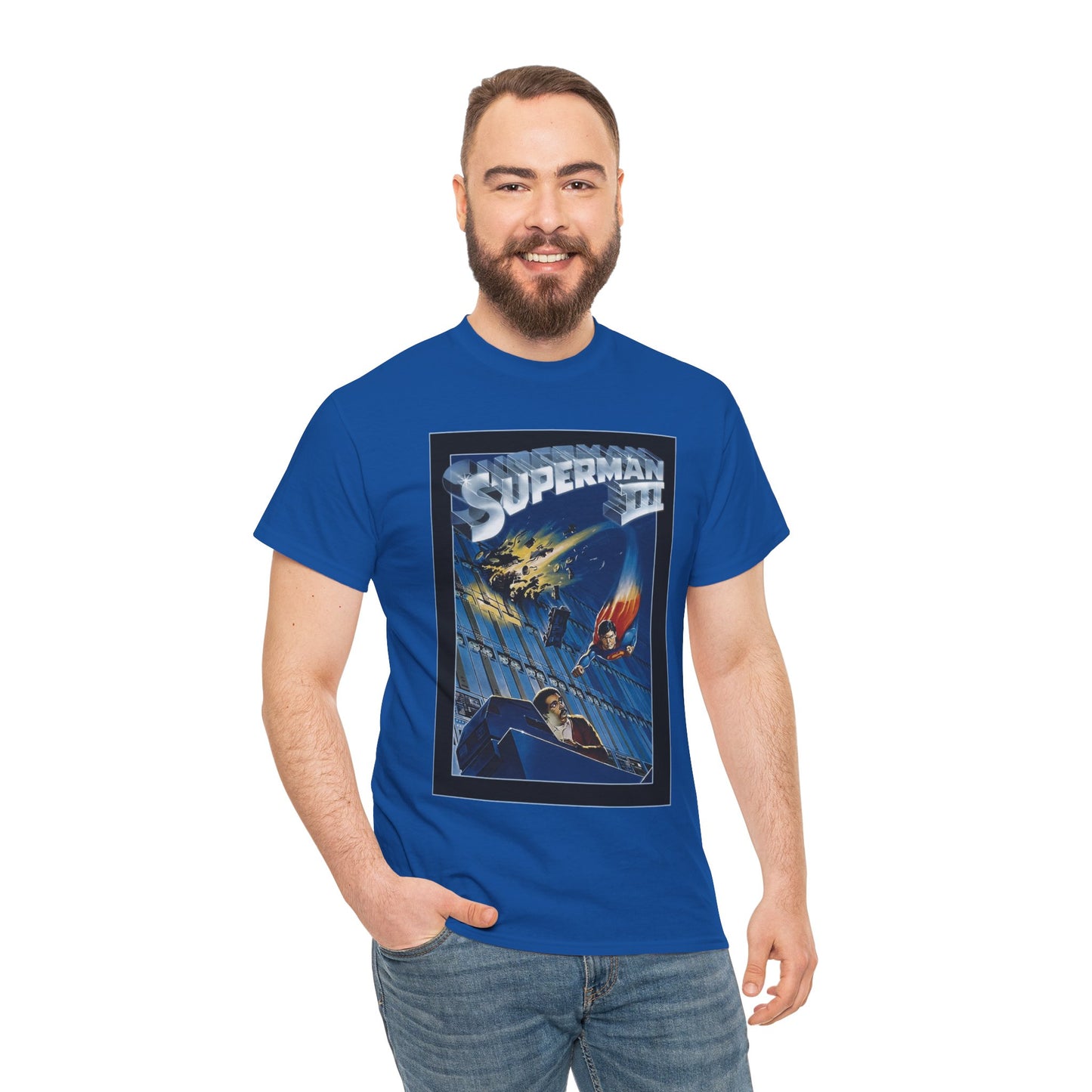 Superman III T-Shirt - Movie Poster Art - Christopher Reeve & Richard Pryor - Metropolis, Man of Steel - DC Comics