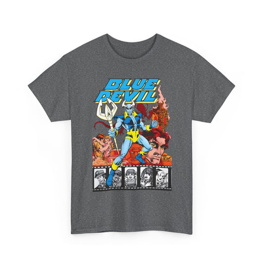 Blue Devil T-Shirt -  Dan Mishkin, Gary Cohn, & Paris Cullins - Dan Cassidy, Hollywood Stuntman - 1980s DC Comics Series