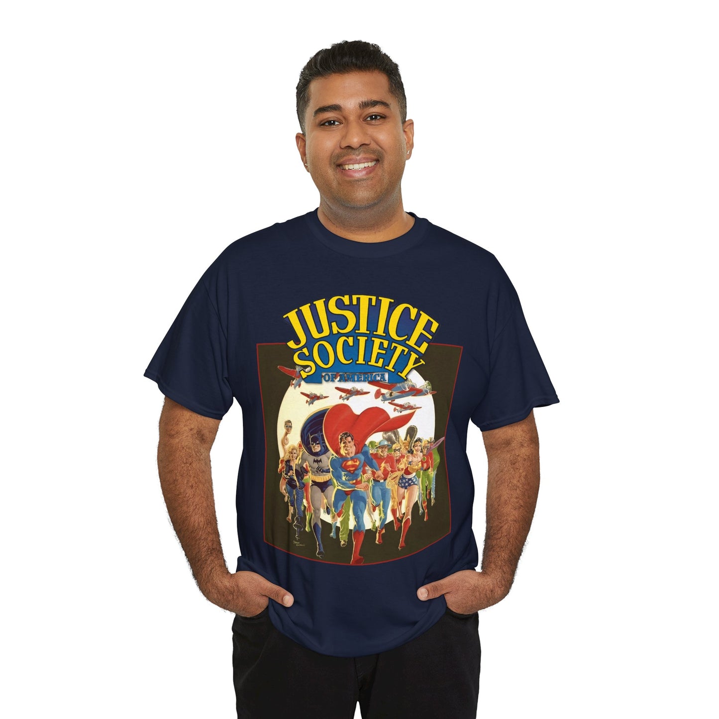 Justice Society of America T-Shirt - Superman, Wonder Woman, Black Canary, Green Lantern, Batman, Plastic Man, Flash - DC Comics