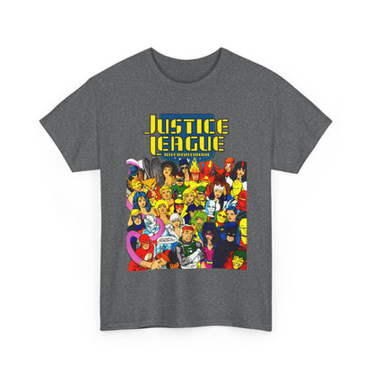 Justice League International T-Shirt - Kevin Maguire DC Comics Sourcebook Art - Booster Gold, Blue Beetle, Batman, Martian Manhunter, Captain Atom, Fire, Ice, Guy Gardner