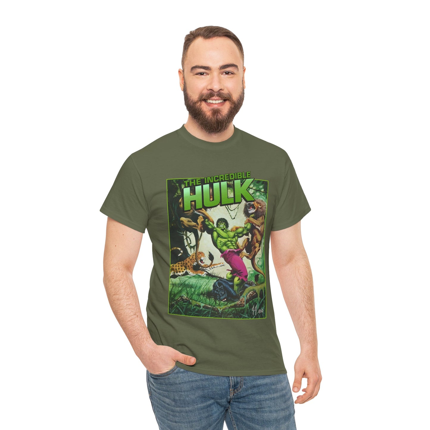 Incredible Hulk T-Shirt - Joe Jusko Art - Hulk Fighting Lions and Tigers - Marvel Comics