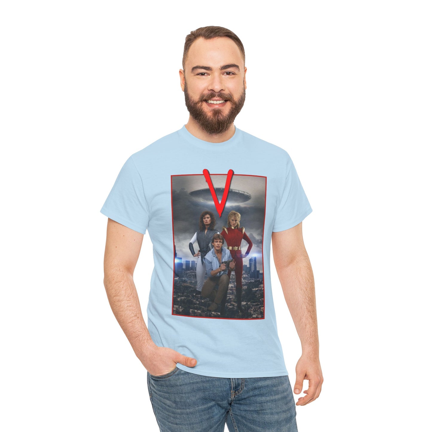 V T-Shirt - Visitors 1983 NBC Sci-Fi Aliens Series - Mike Donovan, Diana, Lydia