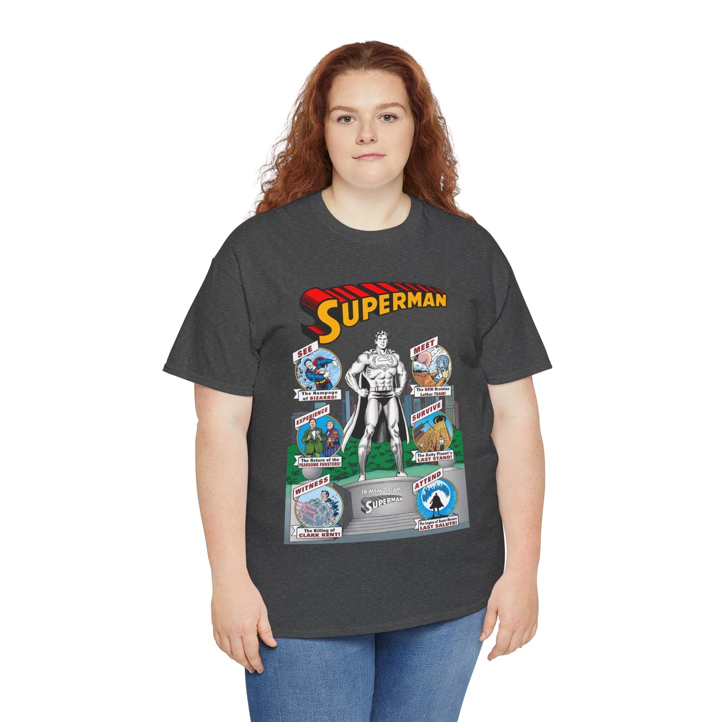 Superman T-Shirt - Curt Swan Art - Whatever Happened to the Man of Tomorrow? - Brainiac, Lex Luthor, Bizarro, Toyman, Daily Planet - Alan Moore Story - DC Comics