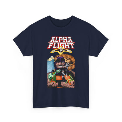 Alpha Flight T-Shirt - John Byrne Art - Guardian, Aurora, Northstar, Shaman, Snowbird, Puck - Marvel Comics