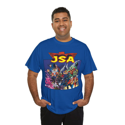 JSA T-Shirt - Carlos Pacheco Art - Green Lantern, Power Girl, Hawkgirl, Black Adam, Flash, Dr Fate, Hawkman - DC Comics - Justice Society of America