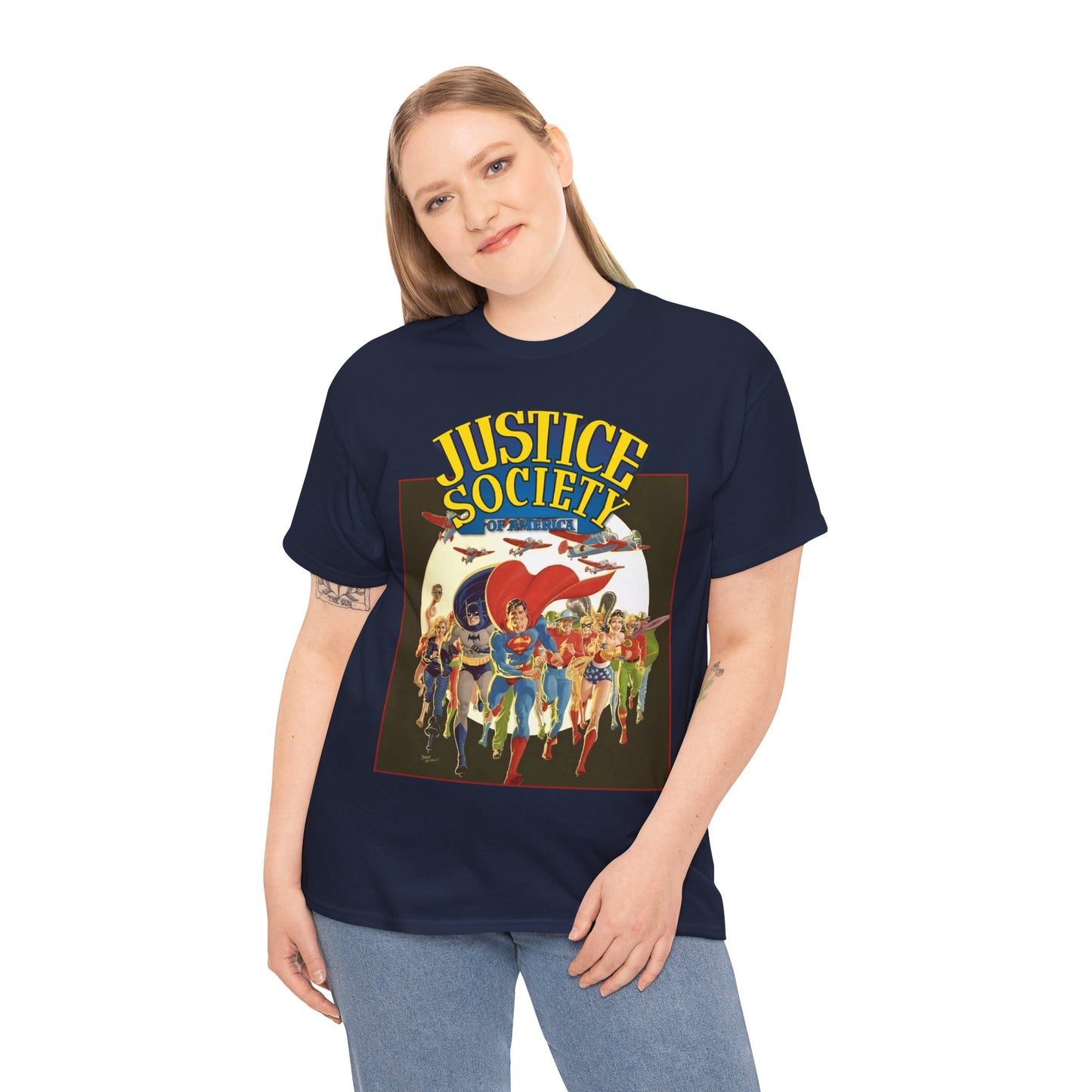 Justice Society of America T-Shirt - Superman, Wonder Woman, Black Canary, Green Lantern, Batman, Plastic Man, Flash - DC Comics