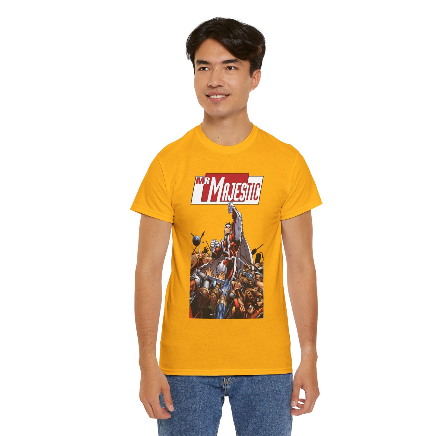 Mr. Majestic T-Shirt - Ed McGuiness Art - Flying Above His Attackers - DC/Wildstorm Comics
