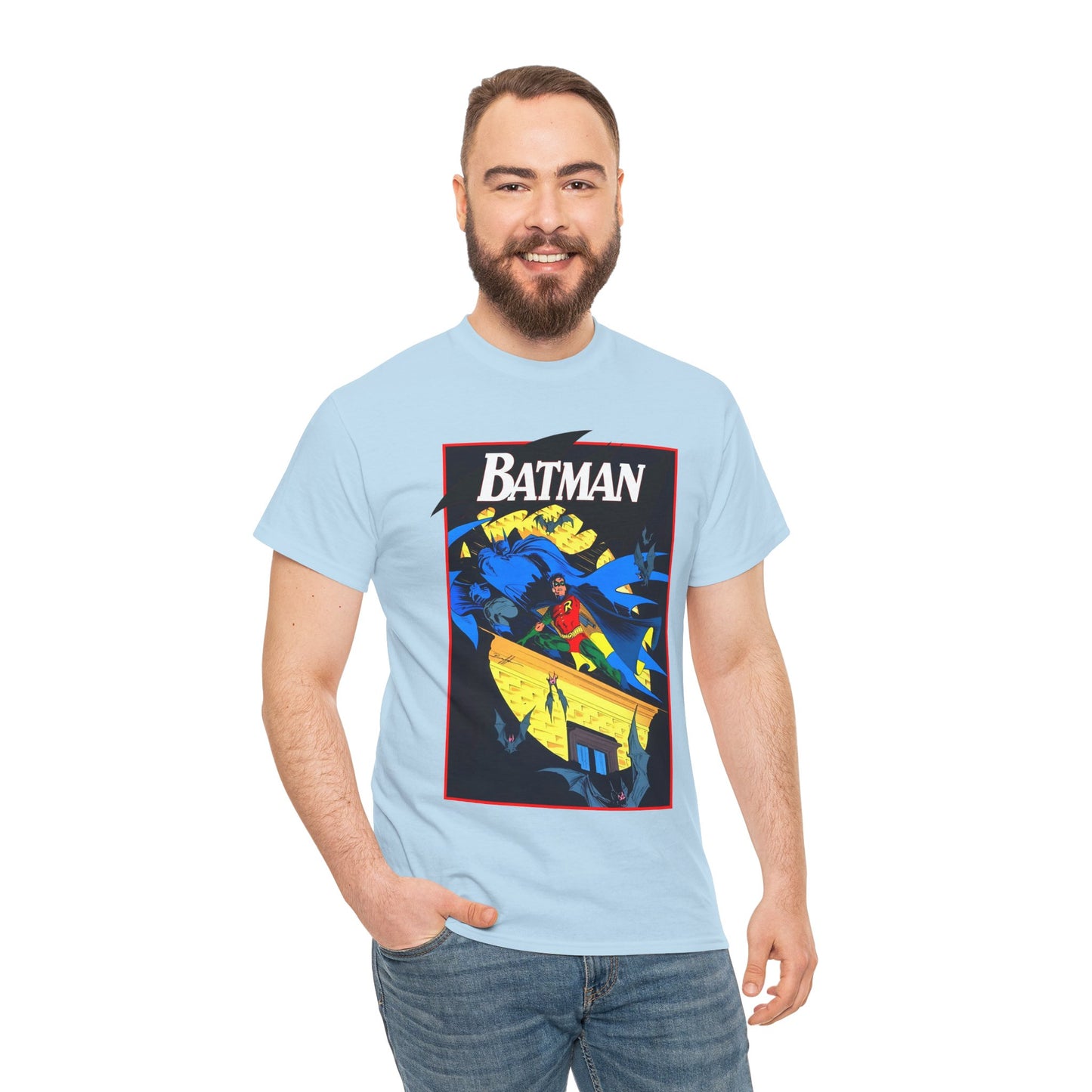 Batman & Robin T-Shirt - Norm Breyfogle Art - Surrounded by Bats in Gotham City - DC Comics