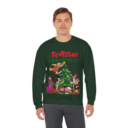 Flintstones Christmas Heavy Blend Crewneck Sweatshirt - Fred, Wilma, Barney, Betty