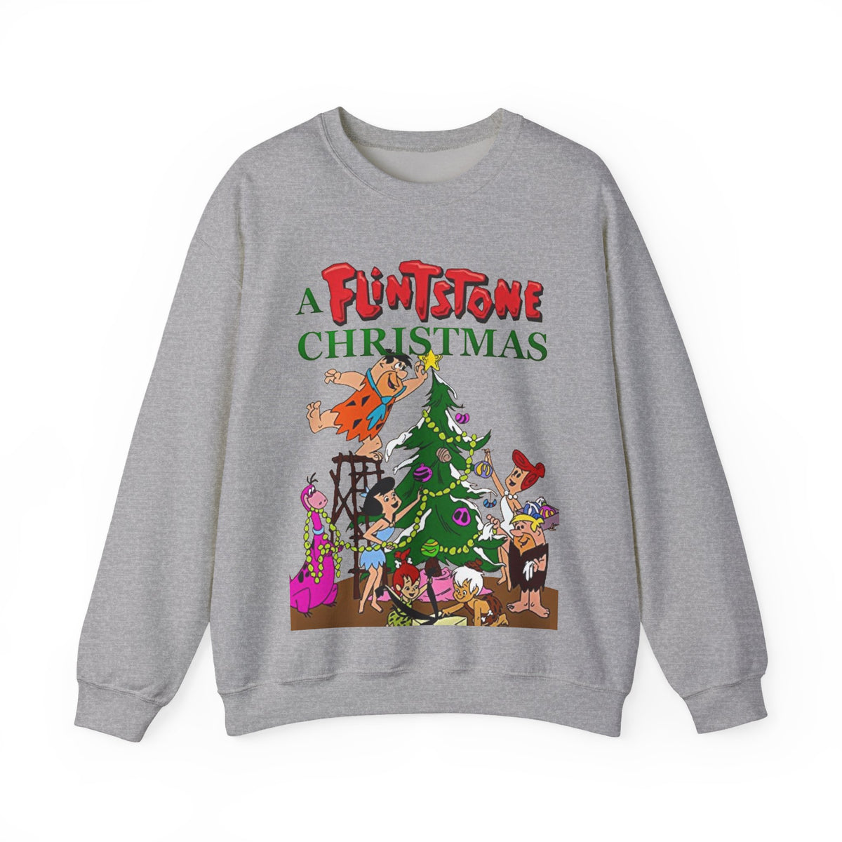 Flintstones Christmas Heavy Blend Crewneck Sweatshirt - Fred, Wilma, Barney, Betty