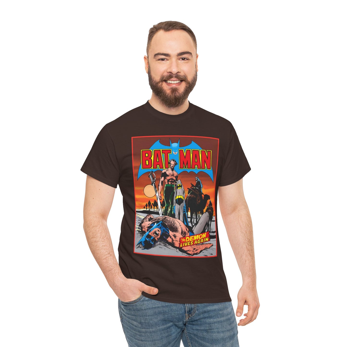 Batman T-Shirt - Neal Adams Art - R'as Al Ghul - Demon Lives Again - DC Comics - Dark Knight Detective