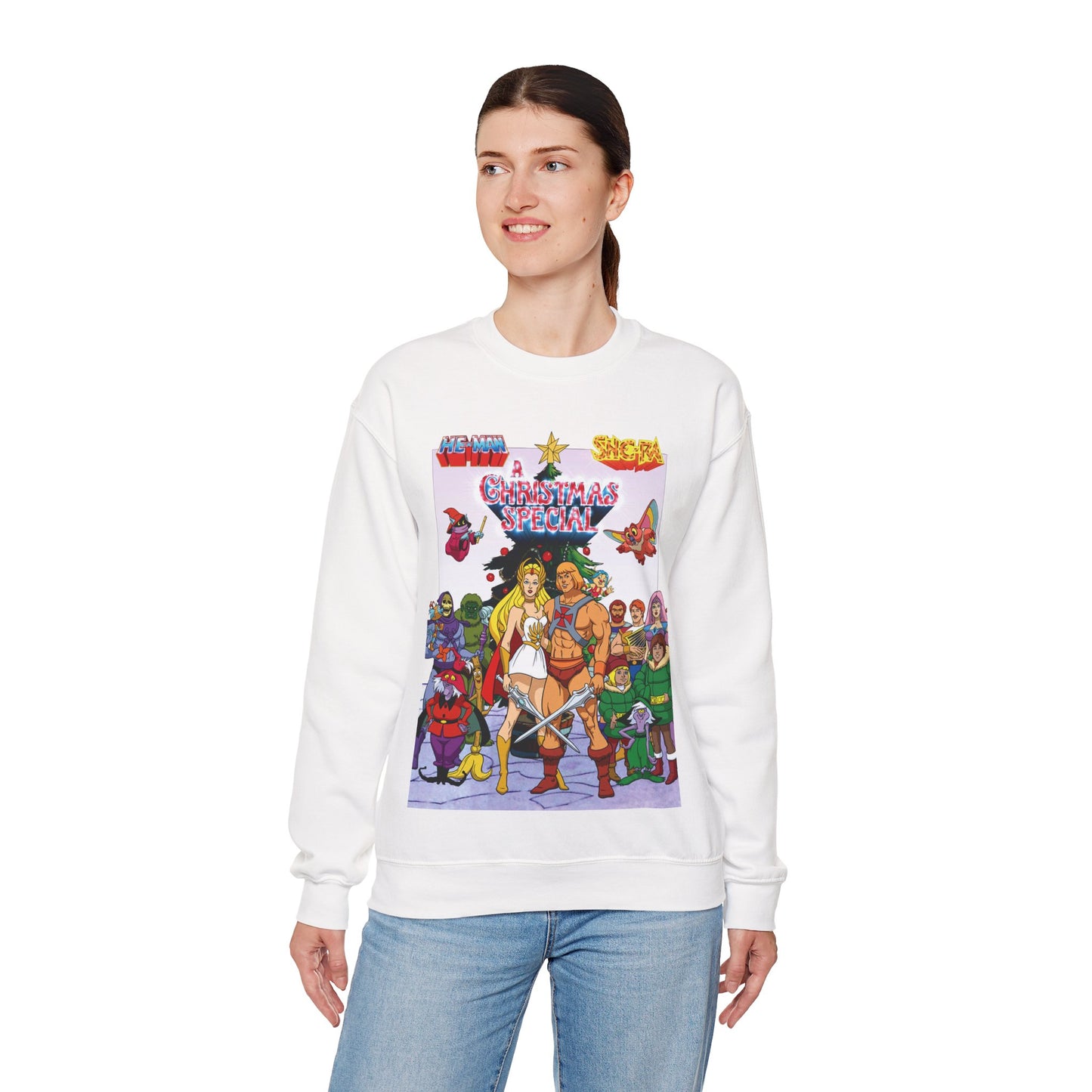 He-Man & She-Ra Christmas Crewneck Sweatshirt - Masters of the Universe, Princess of Power - Filmation Holiday Special