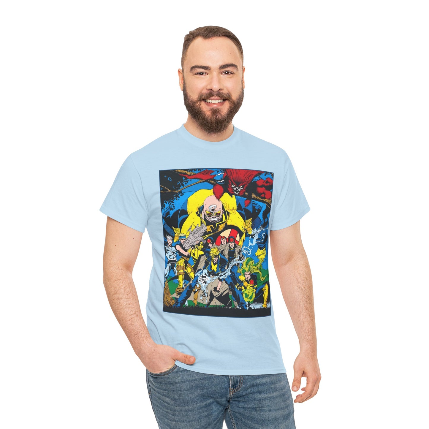 X-Factor T-Shirt - Joe Quesada Art - Havok, Polaris, Strong Guy, Jamie Madrox, Quicksilver - Mutant Team - Marvel Comics
