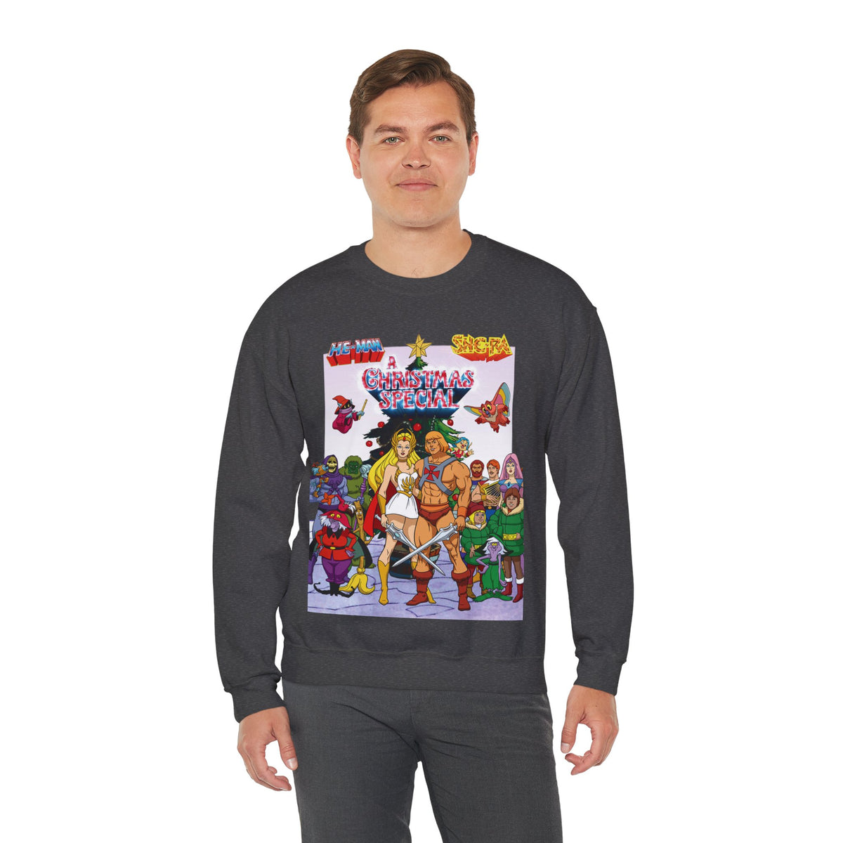 He-Man & She-Ra Christmas Special Heavy Blend Crewneck Sweatshirt - Masters of the Universe, Princess of Power Filmation Festive Holiday Cartoon