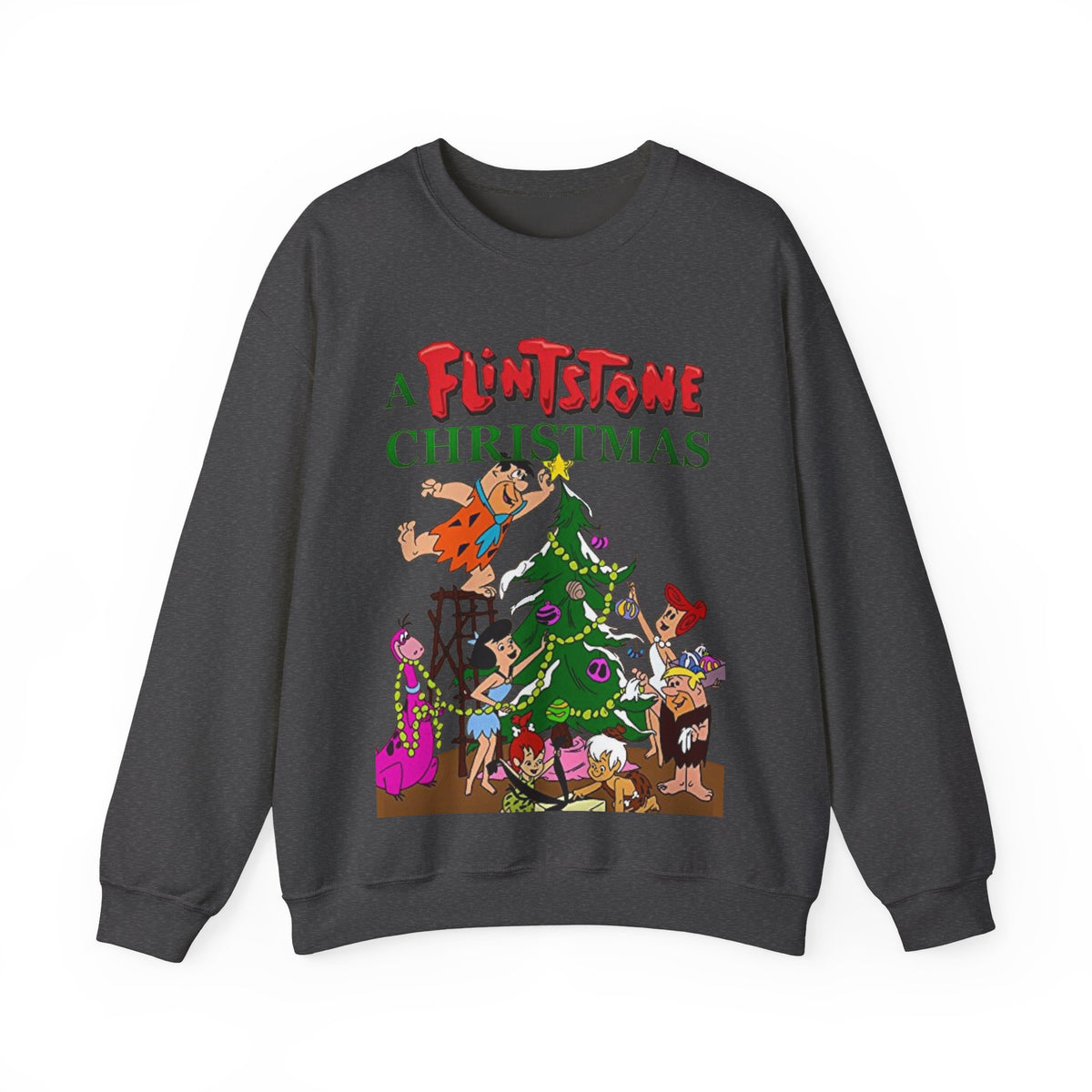 Flintstones Christmas Heavy Blend Crewneck Sweatshirt - Fred, Wilma, Barney, Betty