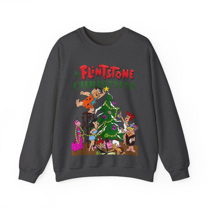 Flintstones Christmas Heavy Blend Crewneck Sweatshirt - Fred, Wilma, Barney, Betty