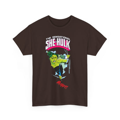 Sensational She-Hulk T-Shirt - John Byrne Art - Marvel Comics - Jennifer Walters - Ripping Through the Shirt - Fourth Wall