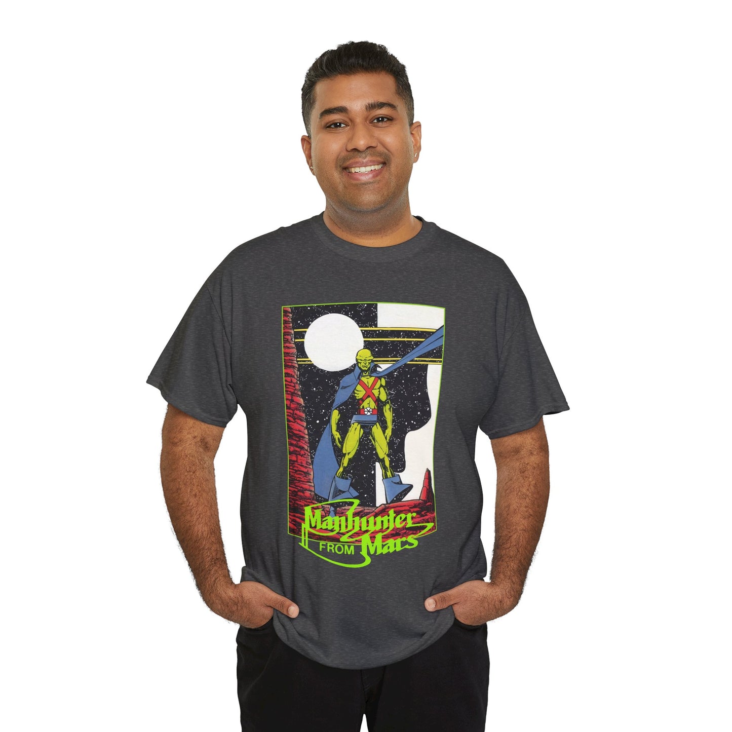 Martian Manhunter T-Shirt - George Perez Art - 1980s Justice League of America (JLA) Postcard Art - DC Comics