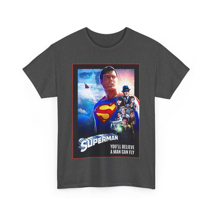 Superman The Movie T-Shirt - Christopher Reeve, Gene Hackman, Margot Kidder - Beloved 1970s Warner Brothers Movie - Krypton, Smallville, Metropolis - DC Comics