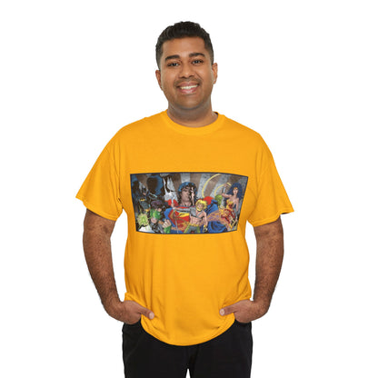 Justice League T-Shirt - Kevin Maguire Art - Superman, Wonder Woman, Flash, Aquaman, Green Lantern - DC Comics