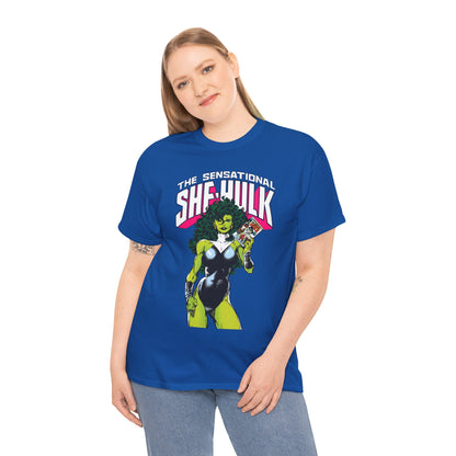 Sensational She-Hulk T-Shirt - Classic John Byrne Art - Jennifer Walters, Hulk's Cousin - Marvel Comics - Popular 1980s Series - "Rip Up Your X-Men!"