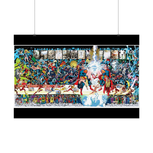 Crisis on Infinite Earths Rolled Poster - George Perez & Jerry Ordway Art - Updated Image - DC Comics - Multiple Sizes Up to 24"x36"