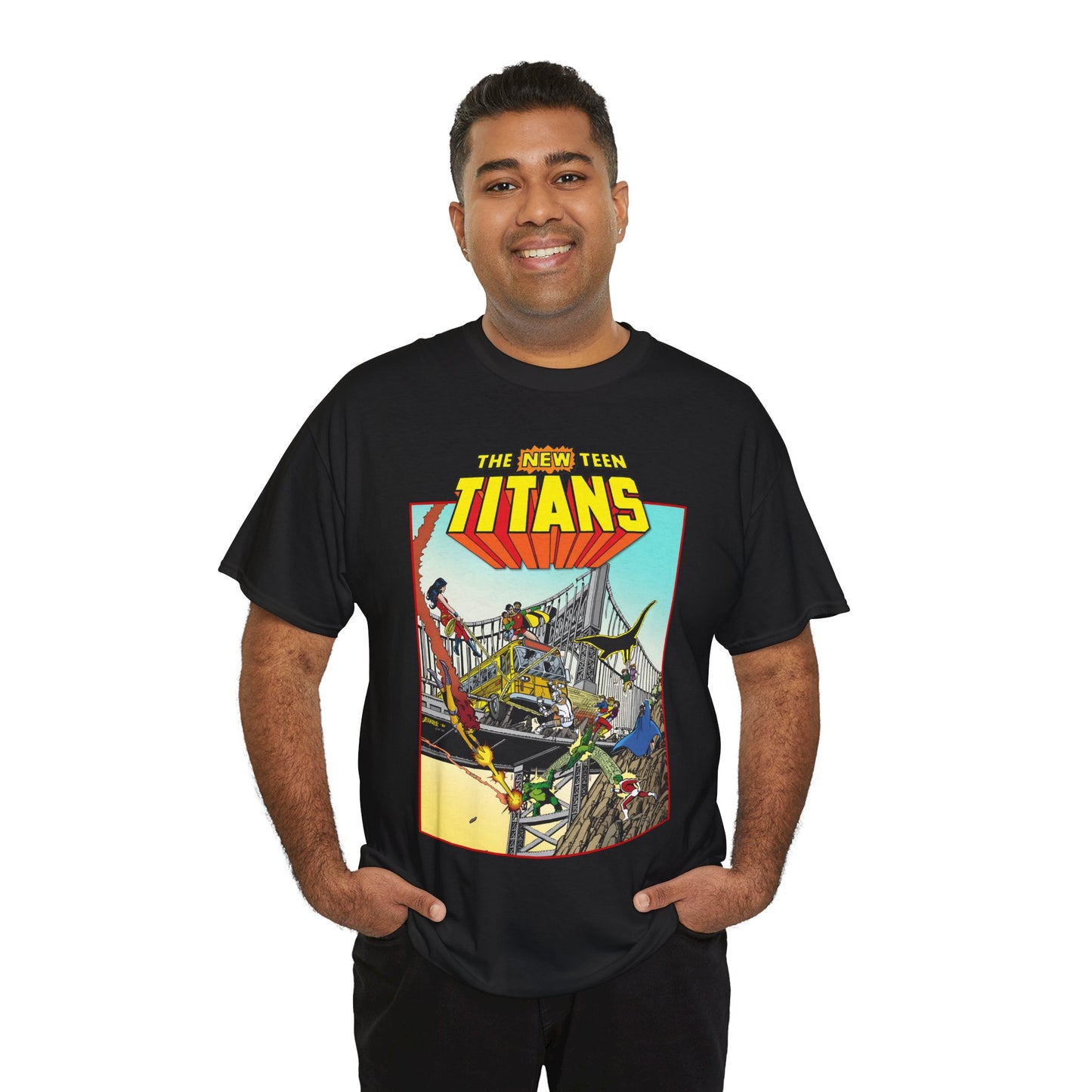 New Teen Titans T-Shirt - George Perez Promo Art - Wonder Girl, Cyborg, Raven, Starfire, Robin, Kid Flash, Changeling - DC Comics