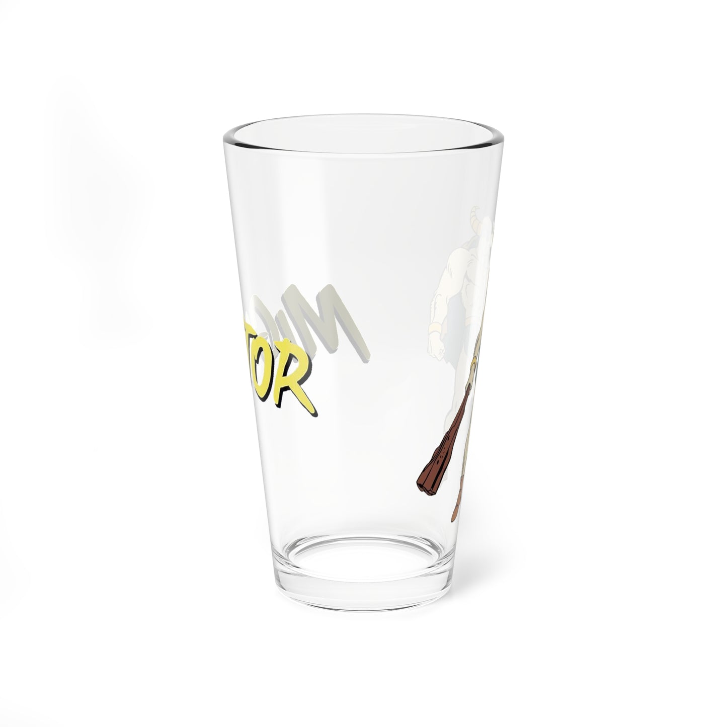Mighty Mightor Pint Glass, 16oz - Hanna-Barbera Saturday Morning Cartoon - Tor & Tog - 1960s Hero