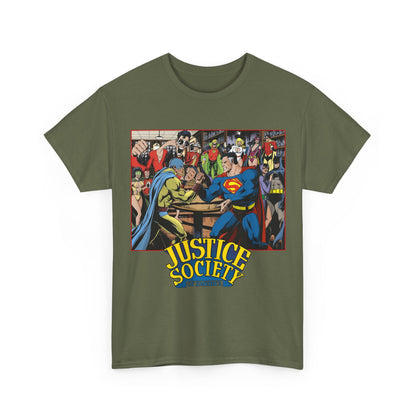 Justice Society of America T-Shirt - Superman, Wonder Woman, Atom, Starman, Huntress, Power Girl, Green Lantern, Batman, Plastic Man, Flash - JSA - DC Comics
