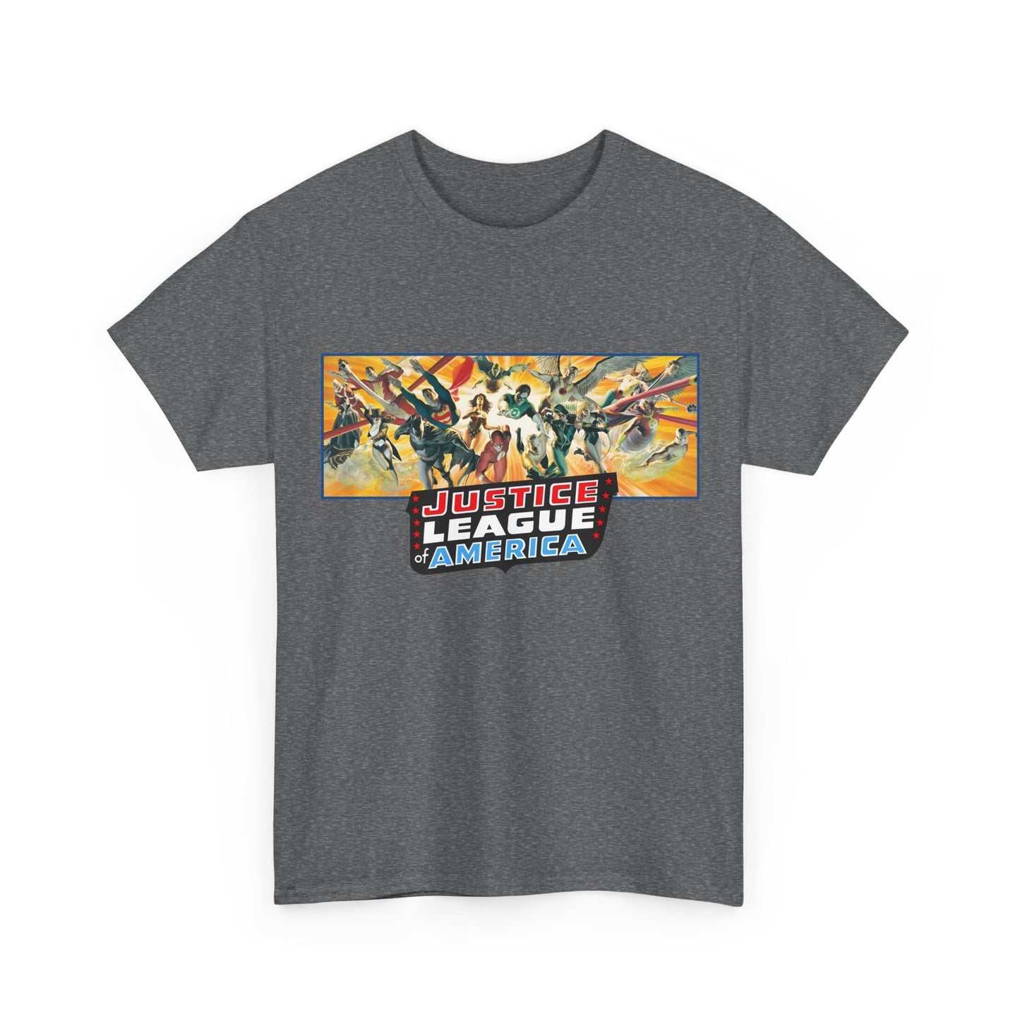 Justice League T-Shirt - Alex Ross Art - Superman, Batman, Wonder Woman, Black Canary, Hawkman, Green Lantern, Adam Strange, Plastic Man, Zatanna - DC Comics