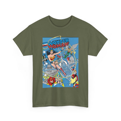 Wonder Woman T-Shirt - Ed Hannigan Art - #300 Cover Art - Hawkman, Green Lantern, Elongated Man, Sandman - DC Comics