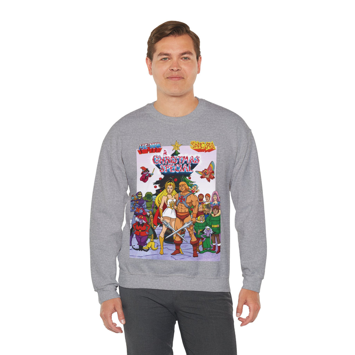 He-Man & She-Ra Christmas Special Heavy Blend Crewneck Sweatshirt - Masters of the Universe, Princess of Power Filmation Festive Holiday Cartoon