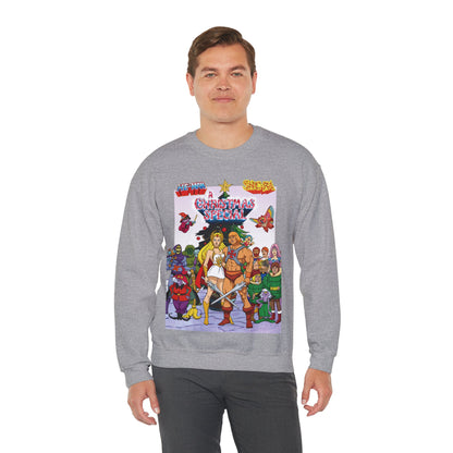 He-Man & She-Ra Christmas Special Heavy Blend Crewneck Sweatshirt - Masters of the Universe, Princess of Power Filmation Festive Holiday Cartoon