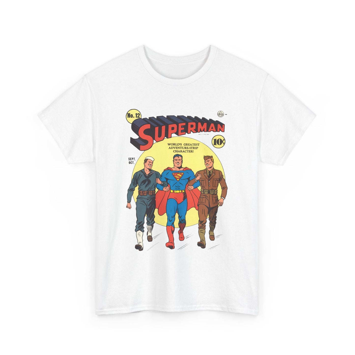 Superman T-Shirt - #12 Cover Art - Golden Age Classic - WWII Support - Iconic Image - DC Comics