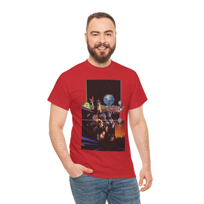 Crisis on Infinite Earths T-Shirt - George Perez Art - Superman, Batman, Wonder Woman, Captain Marvel, Blue Beetle, Kid Flash - Retro 1980s - DC Comics