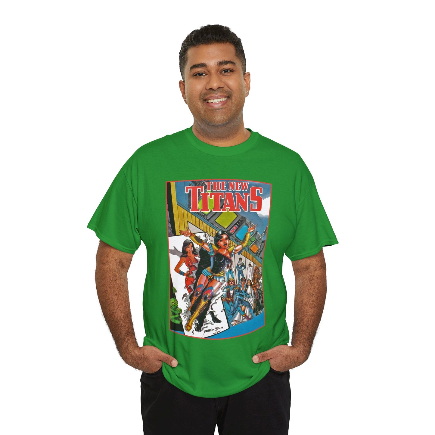 New Titans T-Shirt - George Perez Art - Troia 1st Appearance - Nightwing, Cyborg, Starfire, Raven, Jericho, Changeling - DC Comics