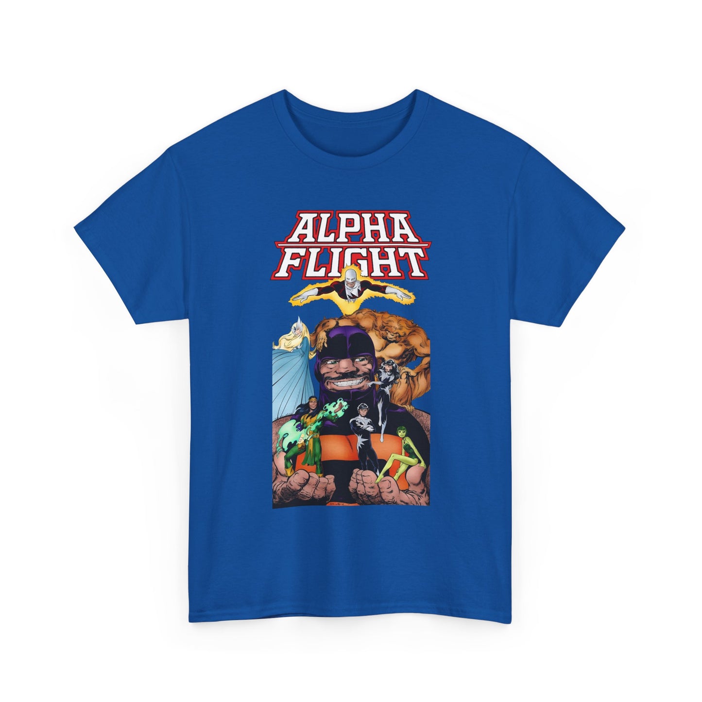 Alpha Flight T-Shirt - John Byrne Art - Guardian, Aurora, Northstar, Shaman, Snowbird, Puck - Marvel Comics