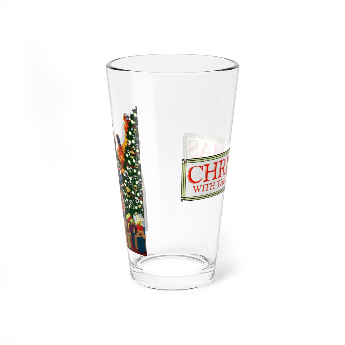 Christmas With the DC Super-Heroes Pint Glass, 16oz - John Byrne Art - Superman, Green Arrow, Teen Titans - Festive Holiday Barware