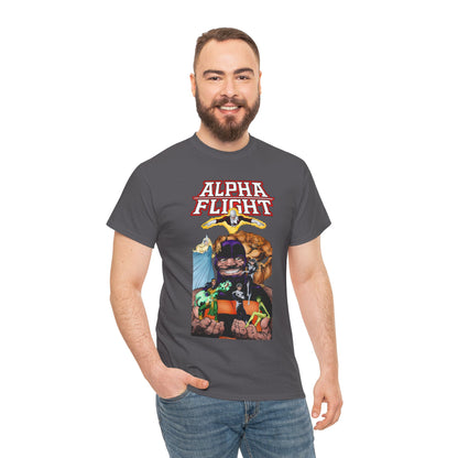Alpha Flight T-Shirt - John Byrne Art - Guardian, Aurora, Northstar, Shaman, Snowbird, Puck - Marvel Comics