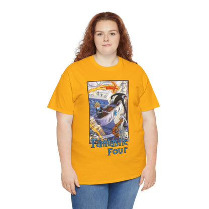 Fantastic Four T-Shirt - John Byrne Art - Invisible Woman, Thing, Human Torch, Reed Richards - Fantasticar, Baxter Building - Marvel Comics
