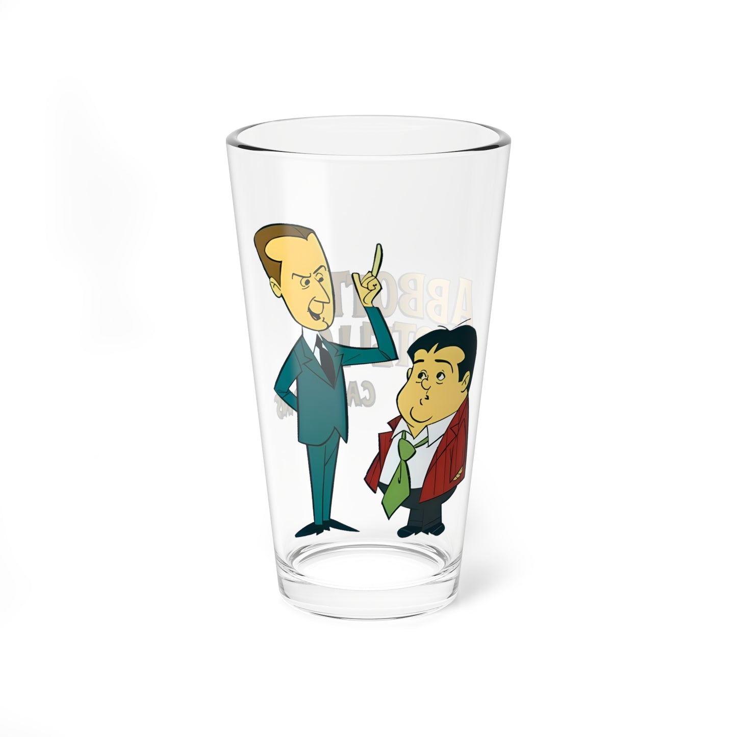 Abbott and Costello Pint Glass - Hanna-Barbera Art - 16oz 1960s Cartoon Gift - Classic Comedy Duo Barware - Vintage Animation Icon