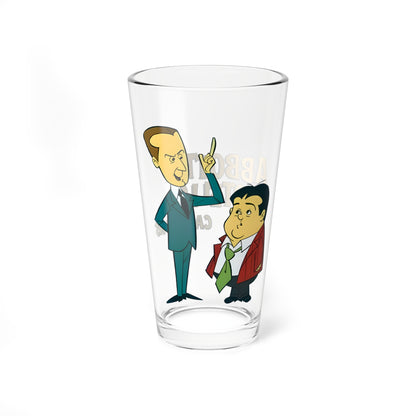 Abbott and Costello Pint Glass - Hanna-Barbera Art - 16oz 1960s Cartoon Gift - Classic Comedy Duo Barware - Vintage Animation Icon