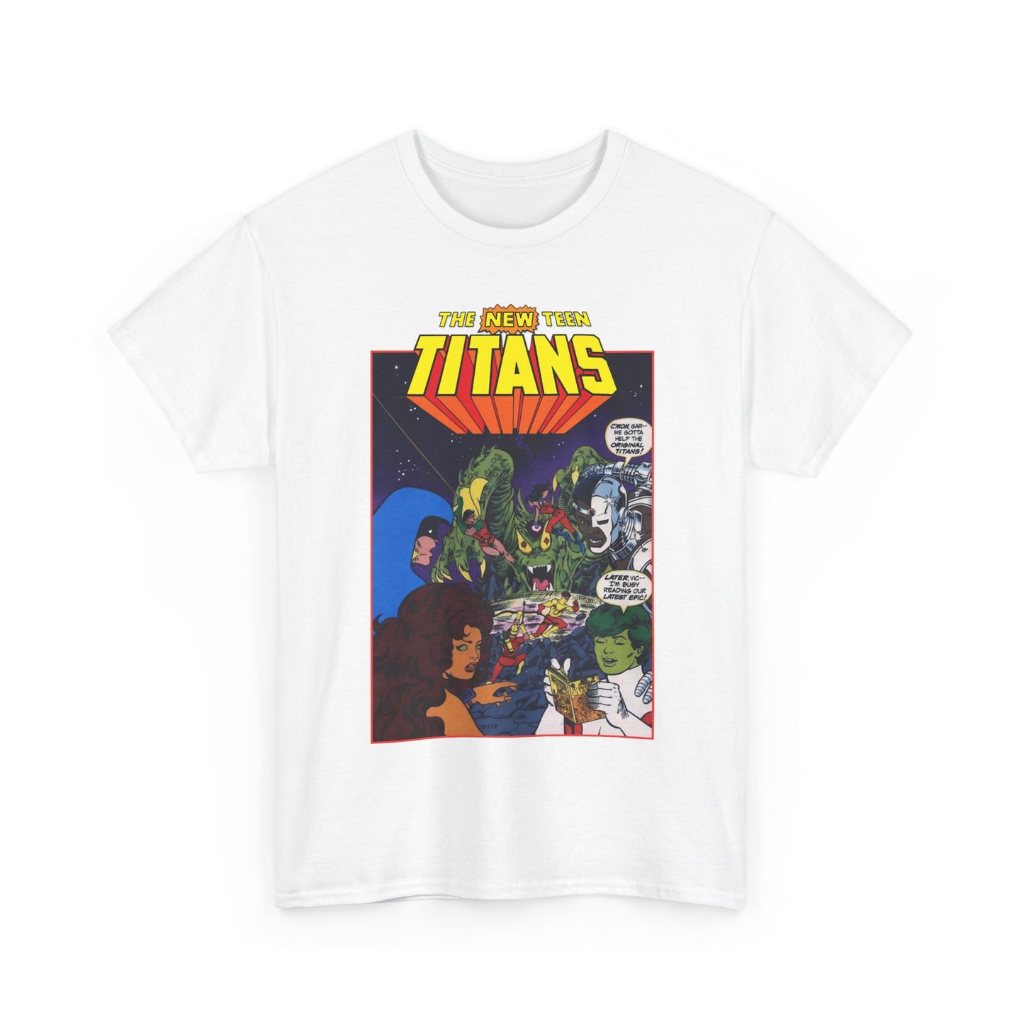 New Teen Titans T-Shirt - George Perez Art - 1980s DC Digest Artwork - Raven, Cyborg, Changeling, Starfire - DC Comics