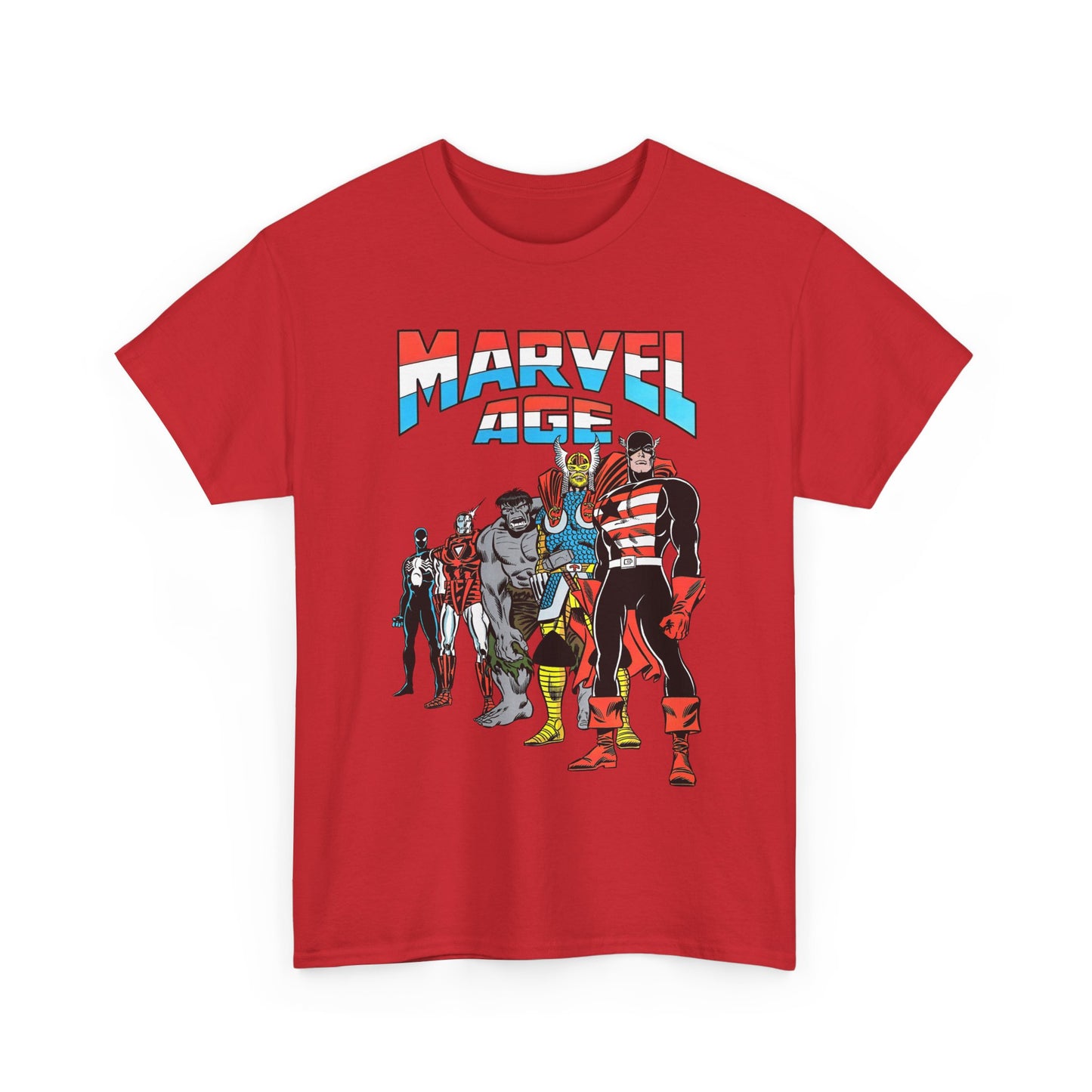 Marvel Age T-Shirt - Captain America, Thor, Incredible Hulk, Iron Man, Spider-Man - New Looks for the 80s