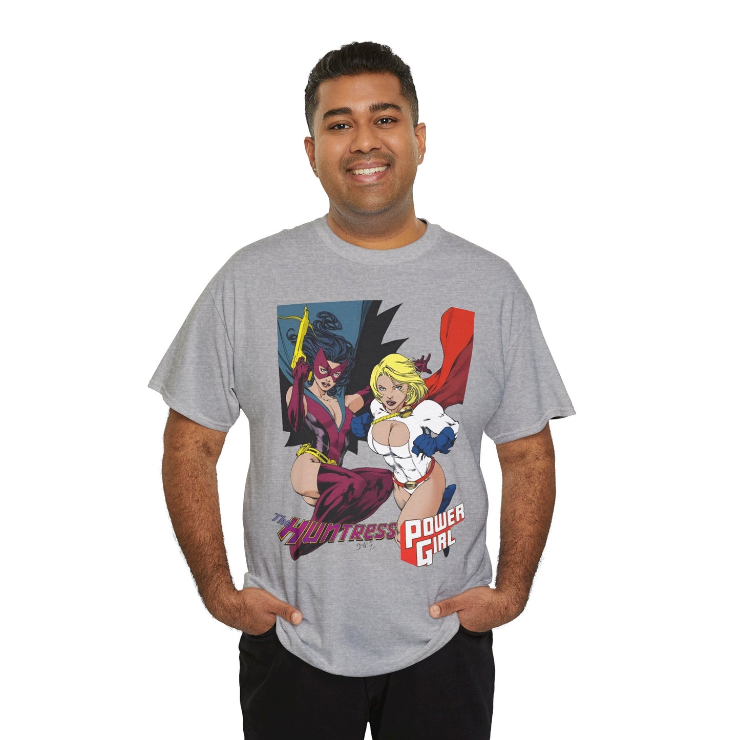 Huntress & Power Girl T-Shirt - Ed Benes Art - Justice Society, JSA, Earth 2 - DC Comics Bronze Age, Pre-Crisis Heroes