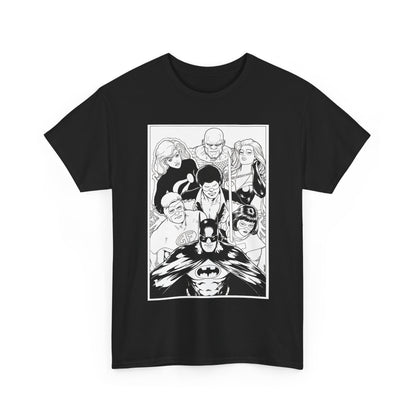 Batman & the Outsiders T-Shirt - Kevin Maguire Art - Black & White - Black Lightning, Metamorpho, Halo, Looker, Katana, Geo-Force - DC Comics