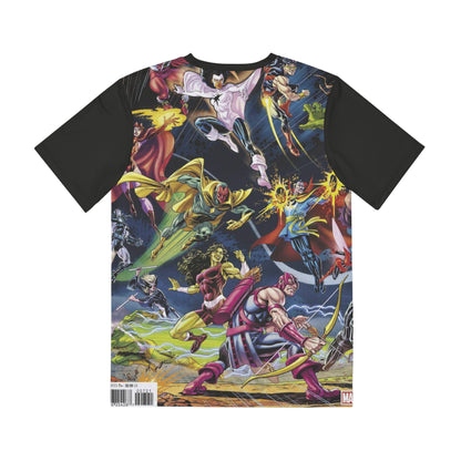 Avengers All Over Print Tee (Polyester) - Captain America, Iron Man, Black Widow, Thor, Black Panther  - Marvel Comics (IMPROVED PLACEMENT AND PRINTING TECHNIQUES)