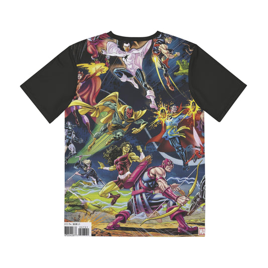 Avengers All Over Print Tee (Polyester) - Captain America, Iron Man, Black Widow, Thor, Black Panther  - Marvel Comics (IMPROVED PLACEMENT AND PRINTING TECHNIQUES)
